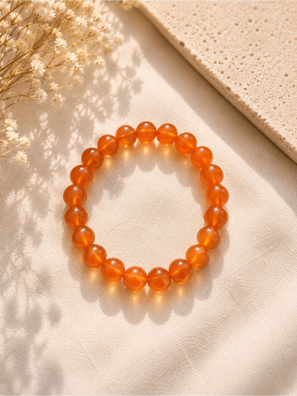 Amber-Style Orange Beaded Stretch Bracelet - Women Jewelry
